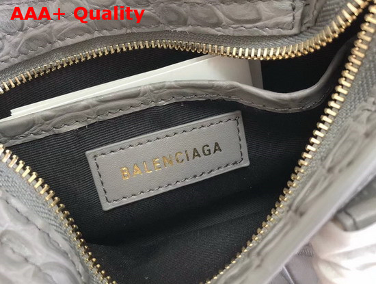 Balenciaga Nano Metallic Edge City Bag Grey Crocodile Effect Replica