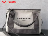 Balenciaga Navy Cabas S Cotton Canvas Summer Bag Natural Grey Replica