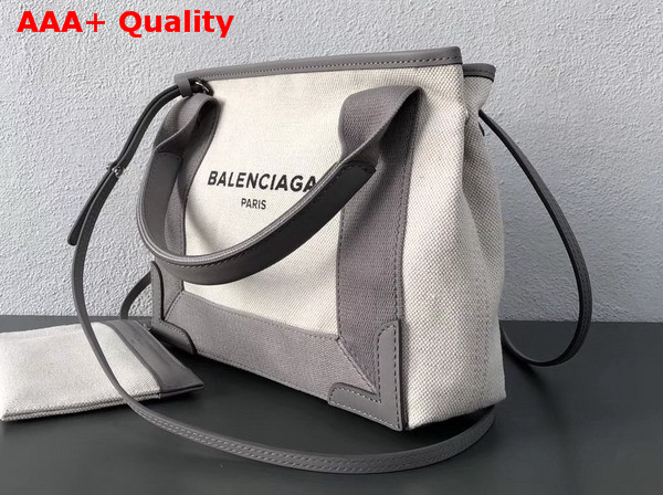 Balenciaga Navy Cabas S Cotton Canvas Summer Bag Natural Grey Replica