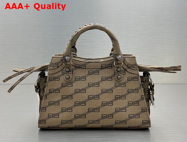 Balenciaga Neo Cagole XS Handbag in Beige and Brown BB Monogram Coated Canvas Replica