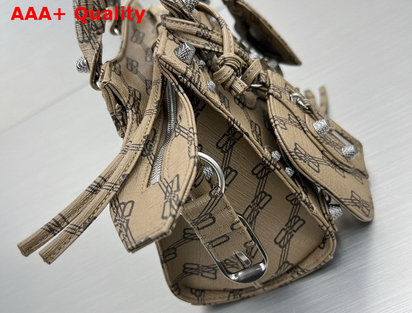 Balenciaga Neo Cagole XS Handbag in Beige and Brown BB Monogram Coated Canvas Replica