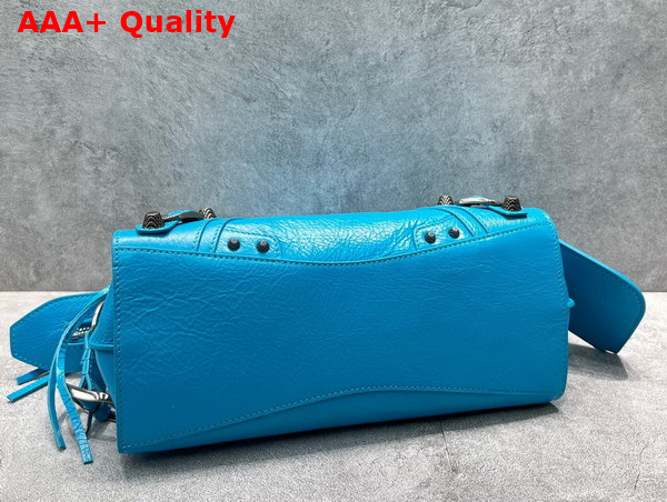 Balenciaga Neo Cagole XS Handbag in Blue Arena Lambskin Aged Silver Hardware Replica