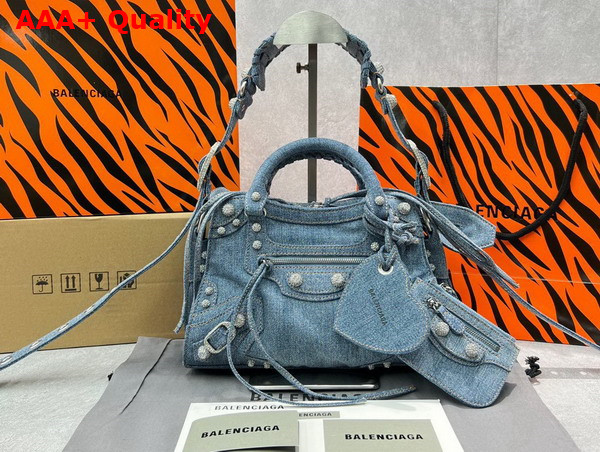 Balenciaga Neo Cagole XS Handbag in Blue Denim Replica