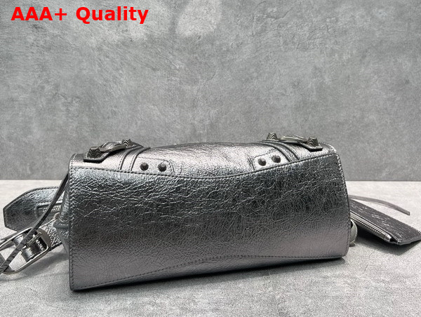 Balenciaga Neo Cagole XS Handbag in Dark Grey Arena Lambskin Aged Silver Hardware Replica