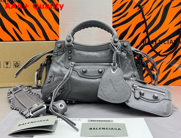 Balenciaga Neo Cagole XS Handbag in Dark Grey Arena Lambskin Replica