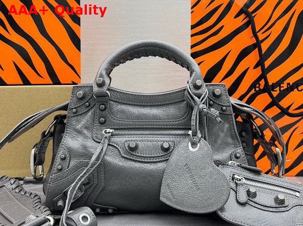 Balenciaga Neo Cagole XS Handbag in Dark Grey Arena Lambskin Replica