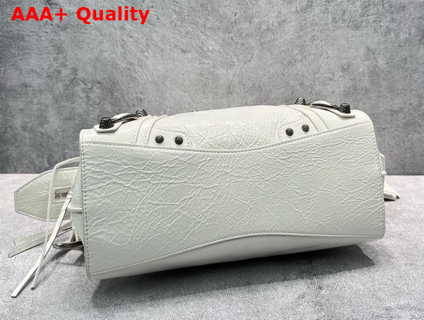 Balenciaga Neo Cagole XS Handbag in White Arena Lambskin Aged Silver Hardware Replica