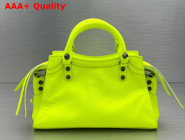 Balenciaga Neo Cagole XS Handbag in Yellow Arena Lambskin Aged Silver Hardware Replica