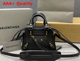 Balenciaga Neo Classic Mini Top Handle Bag in Black Smooth Calfskin Aged Gold Hardware Replica