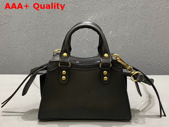 Balenciaga Neo Classic Mini Top Handle Bag in Black Smooth Calfskin Aged Gold Hardware Replica