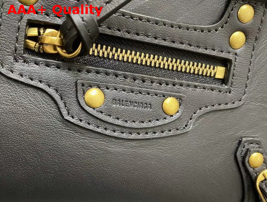 Balenciaga Neo Classic Mini Top Handle Bag in Black Smooth Calfskin Aged Gold Hardware Replica