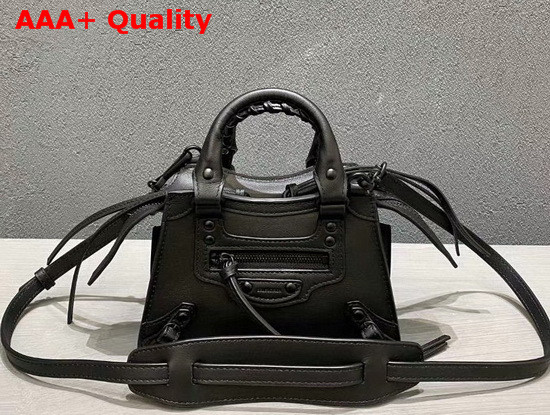 Balenciaga Neo Classic Mini Top Handle Bag in Black Smooth Calfskin Black Matte Hardware Replica