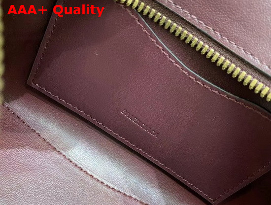 Balenciaga Neo Classic Mini Top Handle Bag in Burgundy Smooth Calfskin Aged Gold Hardware Replica