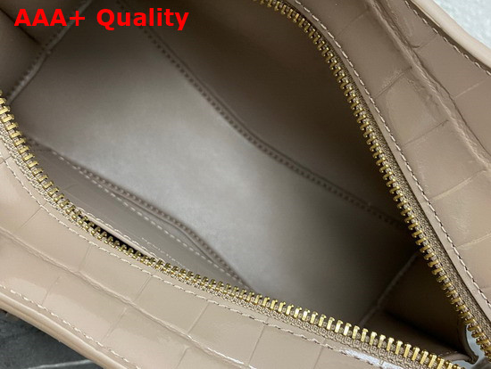 Balenciaga Neo Classic Mini Top Handle Bag in Mink Grey Shiny Crocodile Embossed Calfskin Aged Gold Hardware Replica