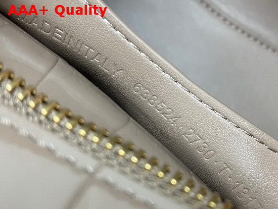 Balenciaga Neo Classic Mini Top Handle Bag in Mink Grey Shiny Crocodile Embossed Calfskin Aged Gold Hardware Replica