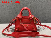 Balenciaga Neo Classic Mini Top Handle Bag in Red Smooth Calfskin Aged Gold Hardware Replica