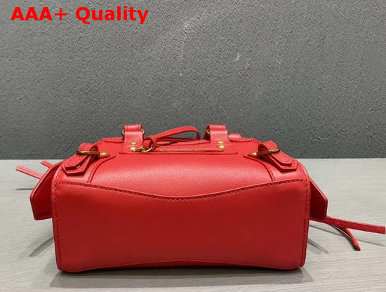 Balenciaga Neo Classic Mini Top Handle Bag in Red Smooth Calfskin Aged Gold Hardware Replica