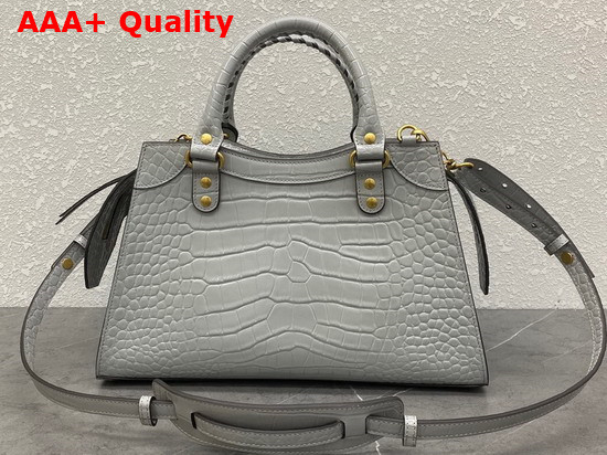 Balenciaga Neo Classic Small Top Handle Bag in Steel Grey Shiny Crocodile Embossed Calfskin Replica