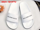 Balenciaga Pool Sandals White Lambskin and Black Balenciaga Logo Replica