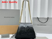 Balenciaga Puffer Small Bag in Black Arena Calfskin Aged Gold Hardware Replica