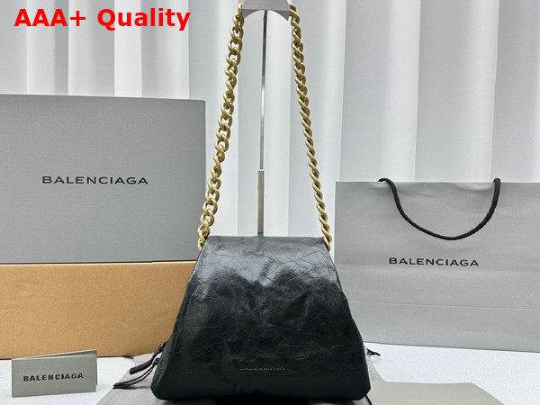 Balenciaga Puffer Small Bag in Black Arena Calfskin Aged Gold Hardware Replica