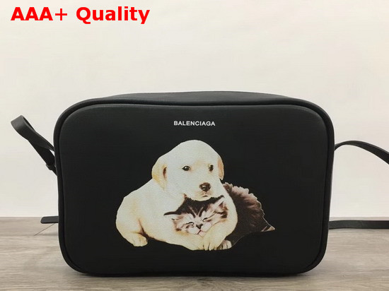 Balenciaga Puppy and Kitten Everyday Camera Bag in Black Calfskin Replica