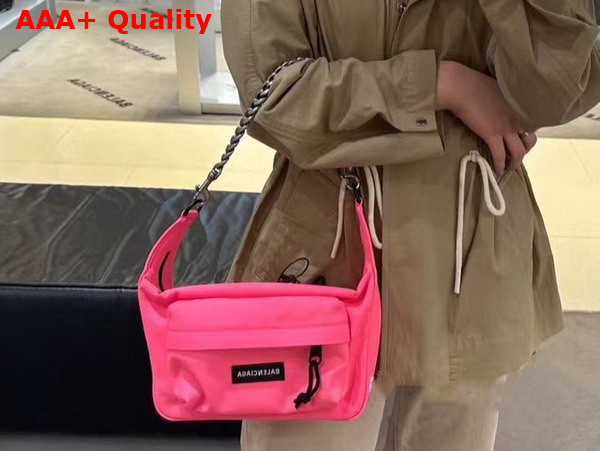 Balenciaga Raver Medium Bag with Chain in Neon Pink Recycled Nylon Replica