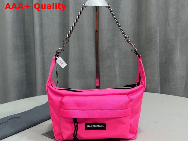 Balenciaga Raver Medium Bag with Chain in Neon Pink Recycled Nylon Replica