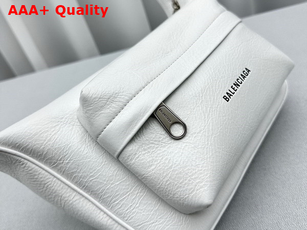 Balenciaga Raver Medium Bag with Handle in White Arena Lambskin with Aged Silver Hardware Replica