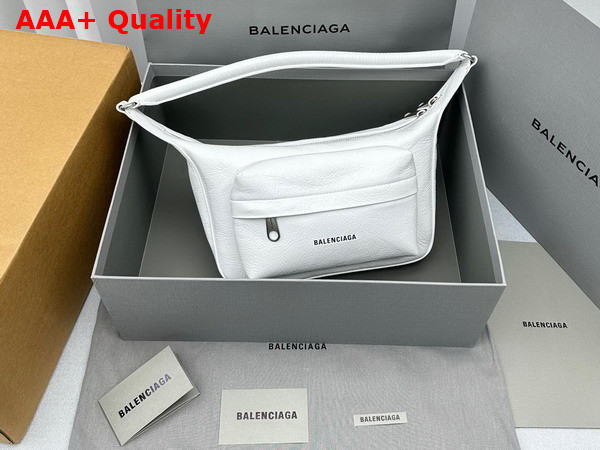 Balenciaga Raver Medium Bag with Handle in White Arena Lambskin with Aged Silver Hardware Replica