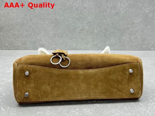 Balenciaga Rodeo Large Handbag in Natural Suede and Shearling Replica