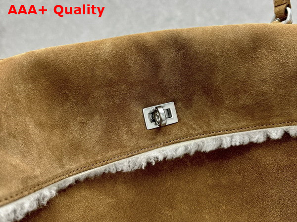 Balenciaga Rodeo Large Handbag in Natural Suede and Shearling Replica