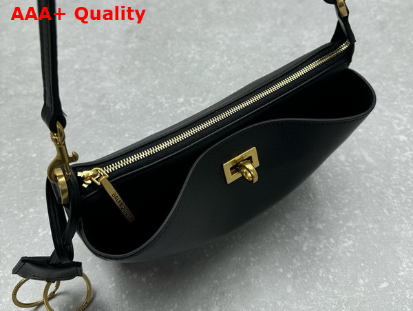 Balenciaga Rodeo Sling Pochette in Black Smooth Calfskin Aged Gold Hardware Replica