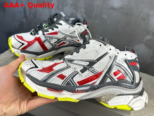 Balenciaga Runner Sneaker in Black White Red and Neon Yellow Mesh and Nylon Replica