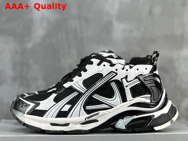 Balenciaga Runner Sneaker in Black and White Mesh and Nylon Replica