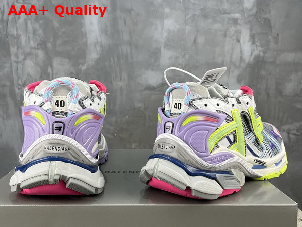 Balenciaga Runner Sneaker in Grey Light Purple Neon Yellow and White Mesh and Nylon Replica