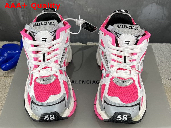 Balenciaga Runner Sneaker in Neon Pink White Grey and Black Mesh and Nylon Replica