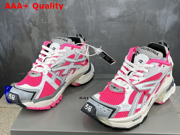 Balenciaga Runner Sneaker in Neon Pink White Grey and Black Mesh and Nylon Replica