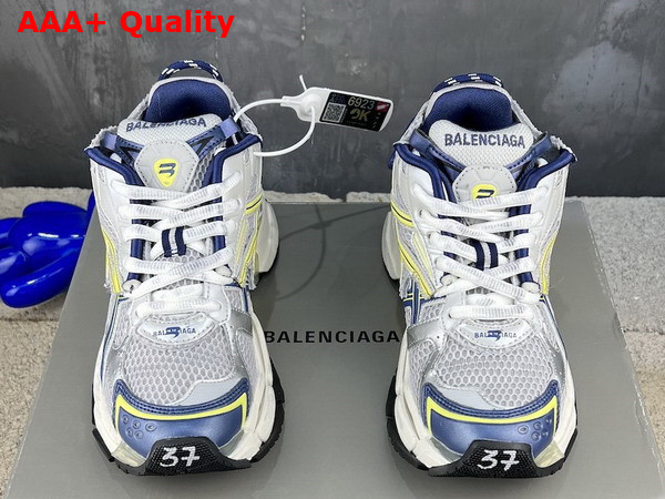 Balenciaga Runner Sneaker in White Blue Yellow Grey and Black Mesh and Nylon Replica