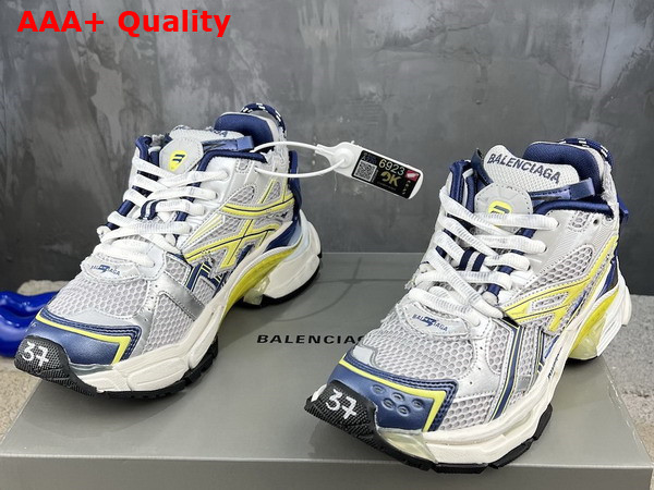 Balenciaga Runner Sneaker in White Blue Yellow Grey and Black Mesh and Nylon Replica