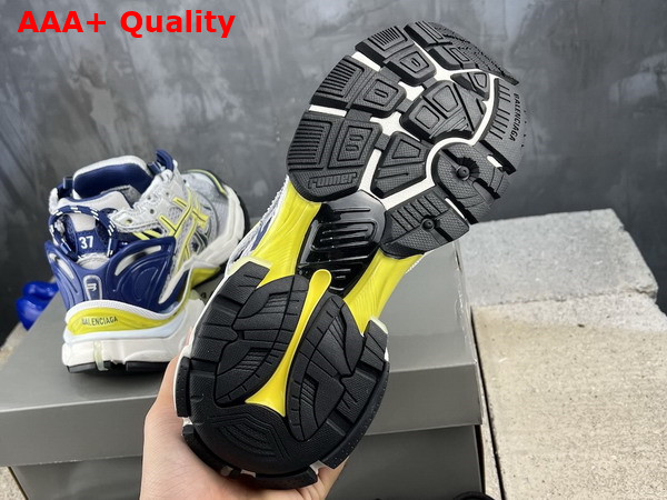 Balenciaga Runner Sneaker in White Blue Yellow Grey and Black Mesh and Nylon Replica