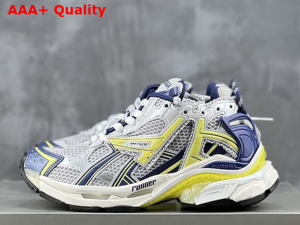 Balenciaga Runner Sneaker in White Blue Yellow Grey and Black Mesh and Nylon Replica