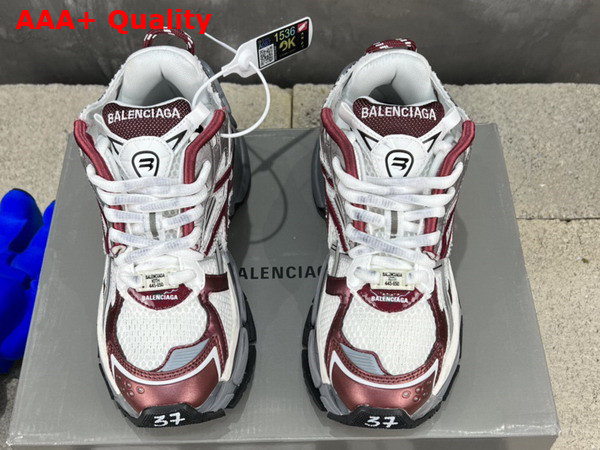 Balenciaga Runner Sneaker in White Dark Red Grey and Black Mesh and Nylon Replica