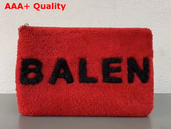 Balenciaga Shearling Pouch Red and Black Replica