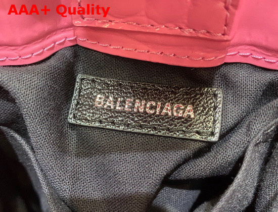 Balenciaga Shopping Phone Holder in Bright Pink Crocodile Embossed Calfskin Replica