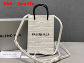 Balenciaga Shopping Phone Holder in White Crocodile Embossed Calfskin Replica