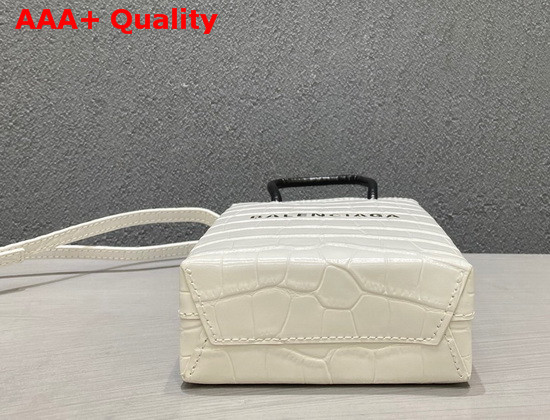 Balenciaga Shopping Phone Holder in White Crocodile Embossed Calfskin Replica