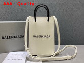 Balenciaga Shopping Phone Holder in White Squared Calfskin Replica