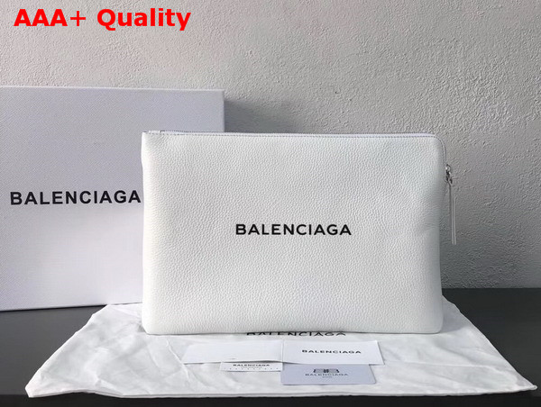 Balenciaga Shopping Pouch L in White Grained Calfskin Replica