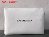 Balenciaga Shopping Pouch L in White Grained Calfskin Replica